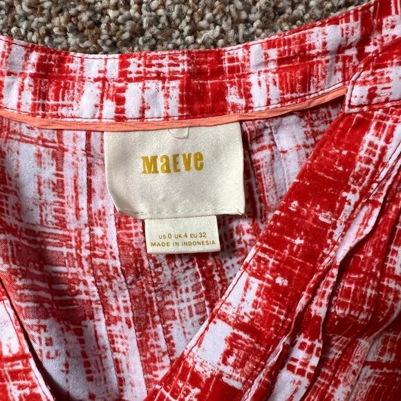 Maeve Anthropologie Calia Tunic.  Pleated Orange/White.  Long Sleeve.  Size 0 - Picture 3 of 7